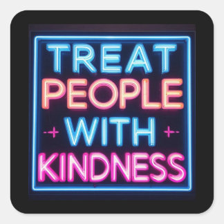 Treat people with kindness neon sign sticker
