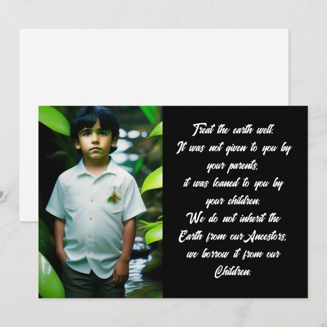 Treat the Earth Well | Tropical Boy Flat Greeting  Card (Front/Back)