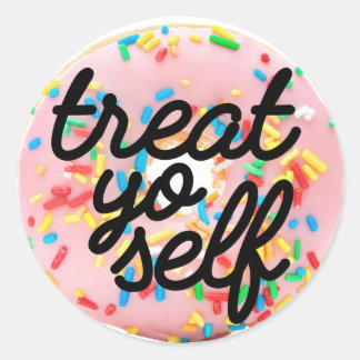 Treat yo self classic round sticker