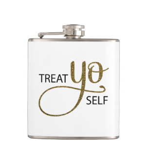 Treat Yo Self Gold Hip Flask