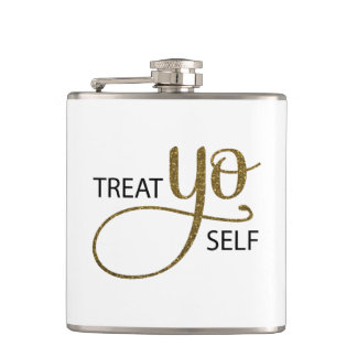 Treat Yo Self Gold Hip Flask