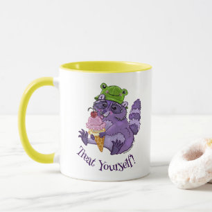 Treat Yourself, Purple Racoon with Icecream Mug