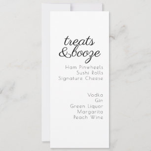 Treats Drinks Black White Wedding Menu
