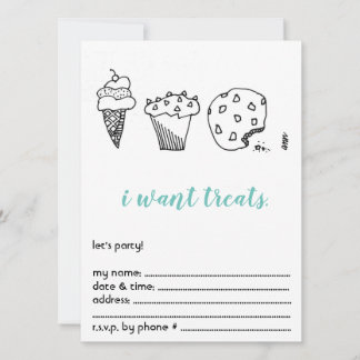 Treats Party Invite - Cake Cookie Birthday Party 