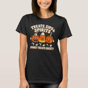 Treats Sips And Spirits Spooky Treats Society Retr T-Shirt