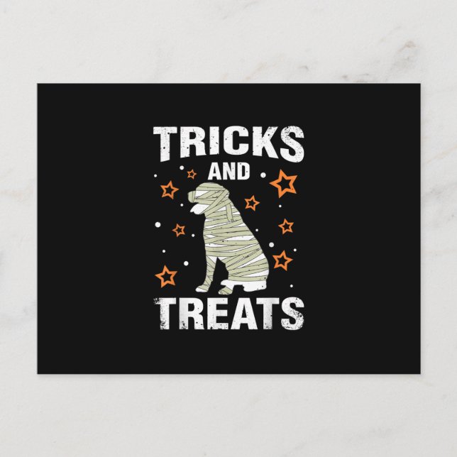 Treats _ Tricks Rottweiler Halloween Costume Mummy Announcement Postcard (Front)