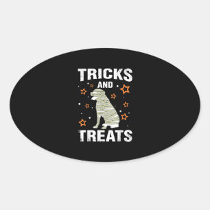 Treats _ Tricks Rottweiler Halloween Costume Mummy Oval Sticker