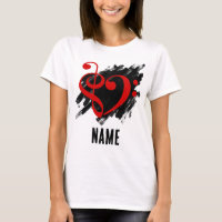 Treble and Bass Clef Heart Red Customisable