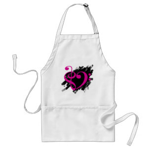 Treble and Bass Clef Musical Heart Fuchsia Standard Apron