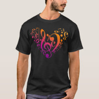 Treble Bass Clef Musical Notes Colourful Heart