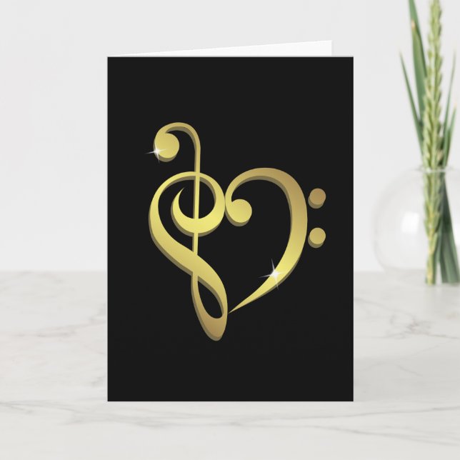 Treble clef and bass clef music heart love card (Front)