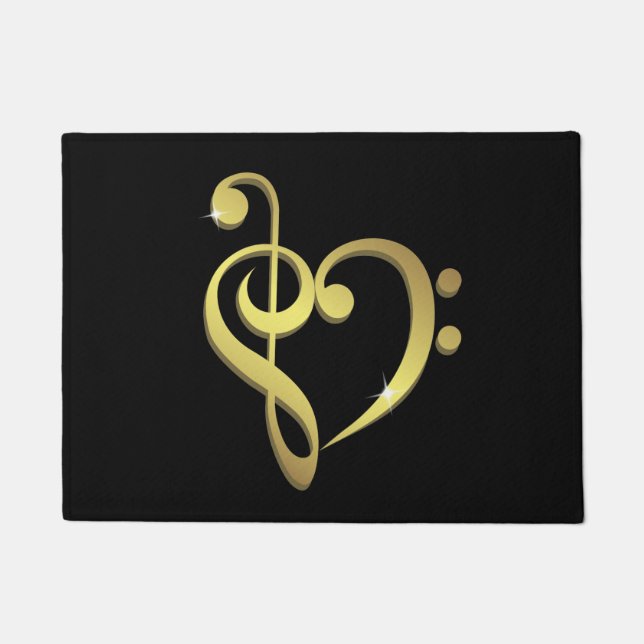 Treble clef and bass clef music heart love doormat (Front)