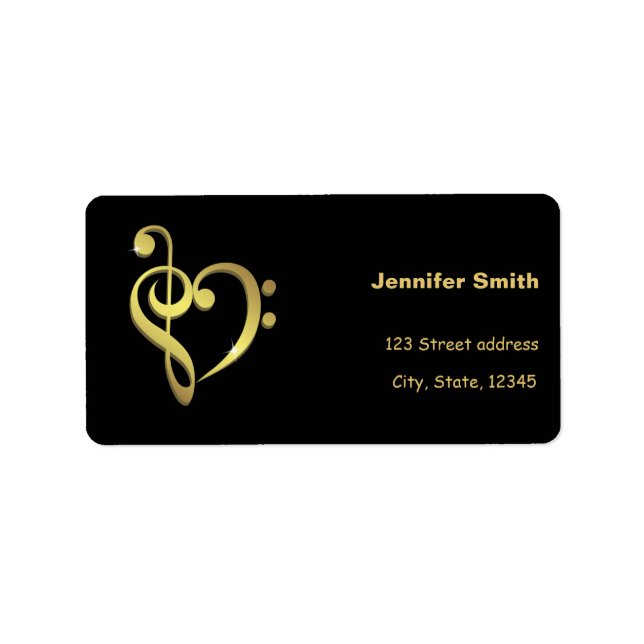 Treble clef and bass clef music heart love label (Front)