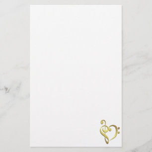 Treble clef and bass clef music heart love stationery