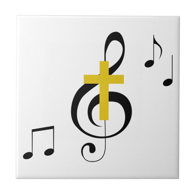 Treble Clef and Cross Ceramic Tile (Front)
