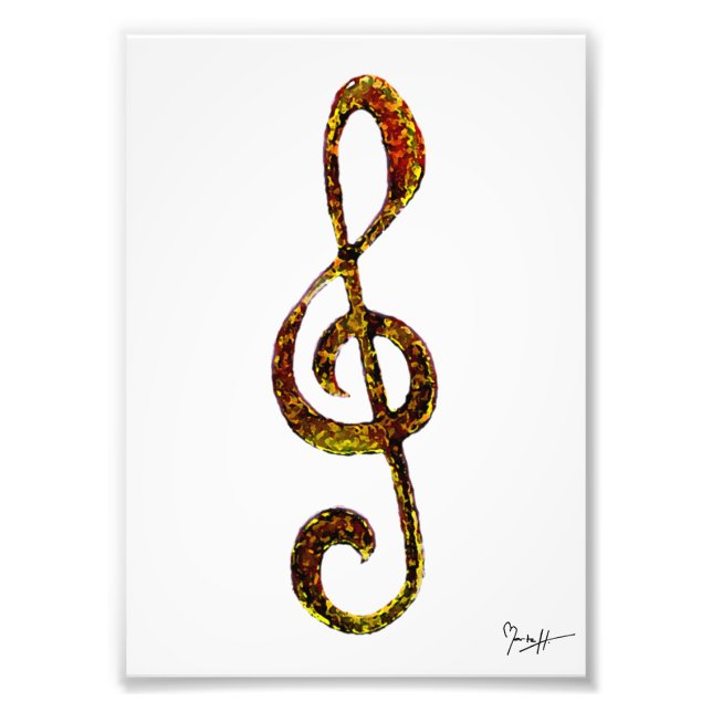 Treble Clef Art - Hand Carved and Digitised Photo Print (Front)