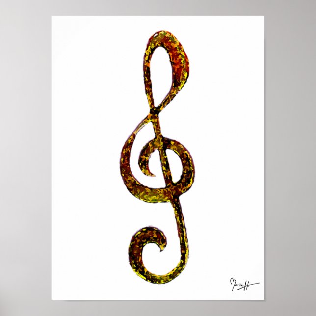Treble Clef Art - Hand Carved and Digitised Poster (Front)