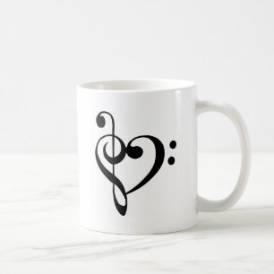 Treble Clef Base Clef Heart Coffee Mug