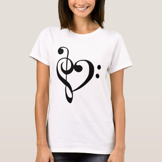 Treble Clef Base Clef Heart T-Shirt (Front)