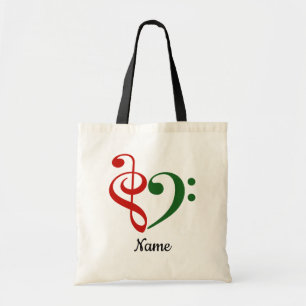Treble Clef Bass Clef Heart Christmas Customised Tote Bag