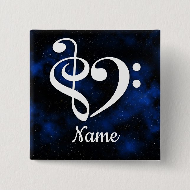 Treble Clef Bass Clef Heart Milky Way Customised 15 Cm Square Badge (Front)