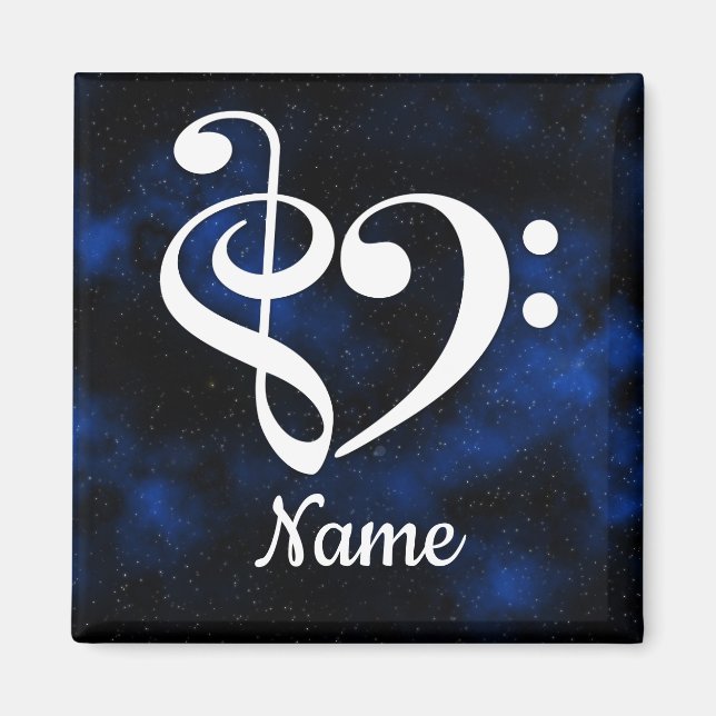Treble Clef Bass Clef Heart Milky Way Customised Magnet (Front)