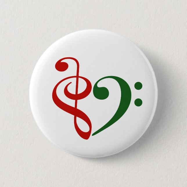 Treble Clef Bass Clef Heart Music Lover Christmas 6 Cm Round Badge (Front)