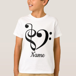 Treble Clef Bass Clef Heart Music Lover Customised T-Shirt