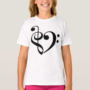 Treble Clef Bass Clef Heart Music Lover T-Shirt