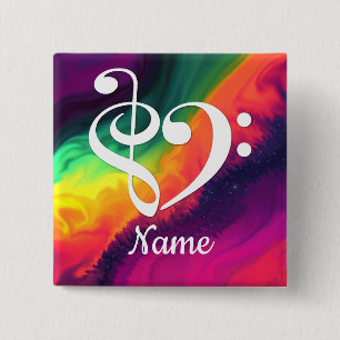 Treble Clef Bass Clef Heart Nebula Customised 15 Cm Square Badge
