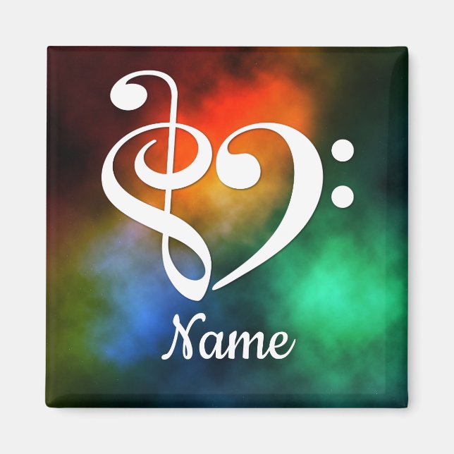 Treble Clef Bass Clef Heart Nebula Customised Magnet (Front)