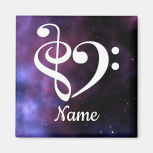 Treble Clef Bass Clef Heart Nebula Customised Magnet