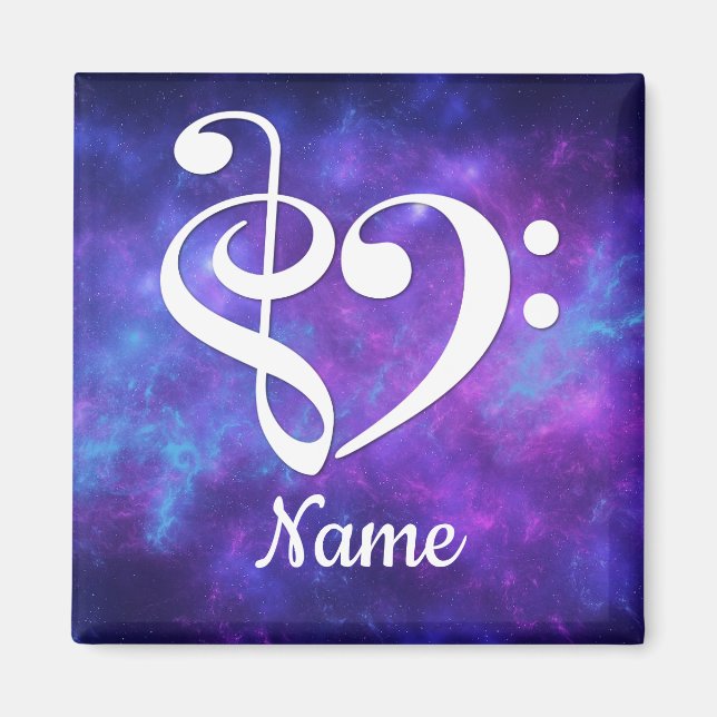 Treble Clef Bass Clef Heart Nebula Customised Magnet (Front)