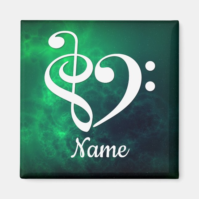 Treble Clef Bass Clef Heart Nebula Customised Magnet (Front)