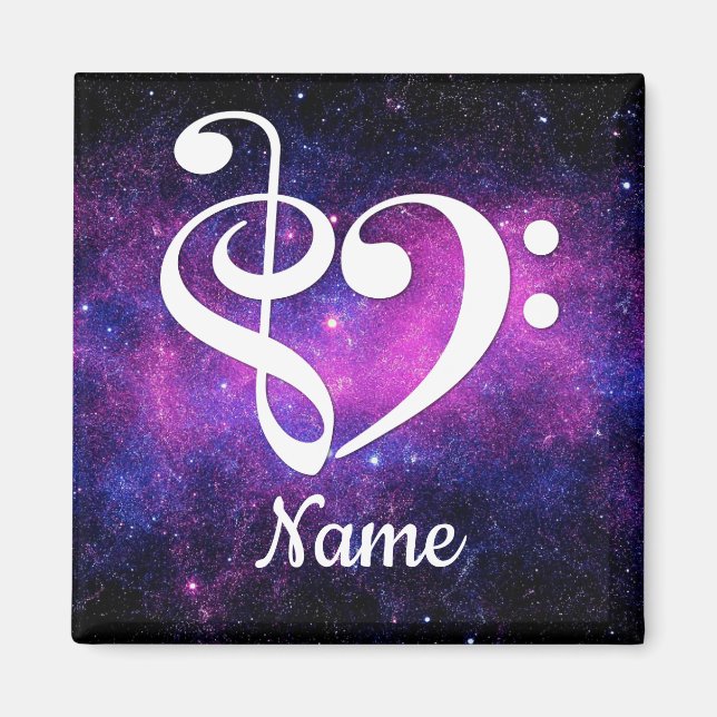 Treble Clef Bass Clef Heart Nebula Customised Magnet (Front)