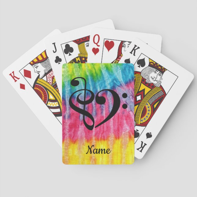 Treble Clef Bass Clef Heart Sheet Music Customised Playing Cards (Back)