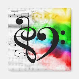 Treble Clef Bass Clef Heart Vintage Sheet Music Magnet
