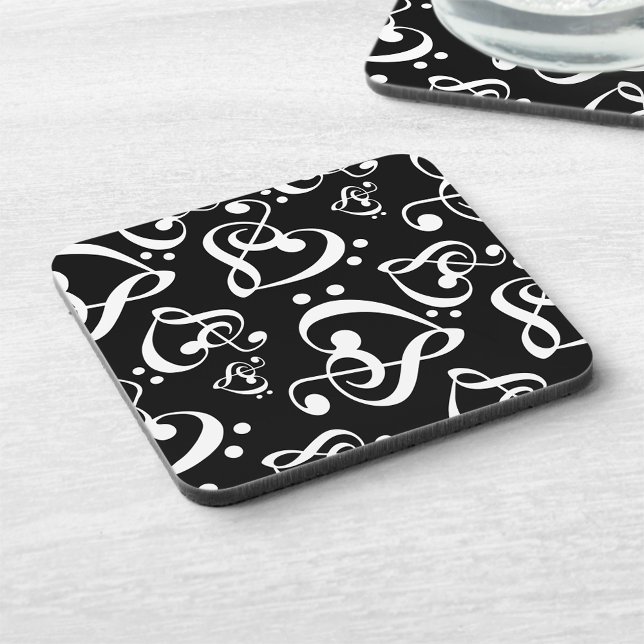 Treble Clef Bass Clef Hearts Music Pattern Coaster (Creator Uploaded)