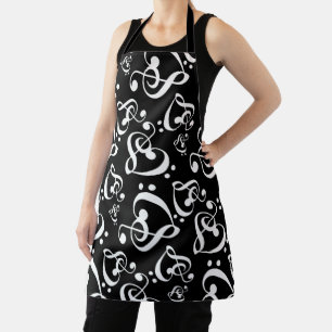 Treble Clef Bass Clef Hearts Music Pattern Napkins Apron