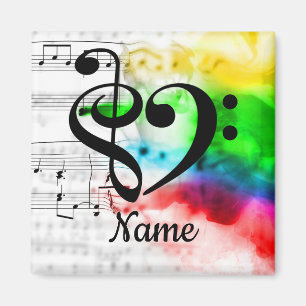 Treble Clef Bass Clef Music Heart Customised Magnet