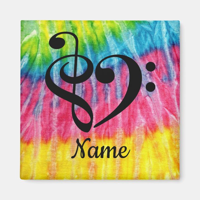 Treble Clef Bass Clef Music Heart Customised Magnet (Front)