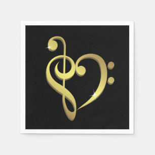Treble clef, bass clef music heart love napkin