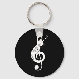 Treble Clef Black Cat Music Kitten Notes Musician Key Ring