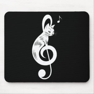 Treble Clef Black Cat Music Kitten Notes Musician Mouse Pad