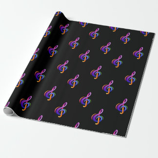 Treble Clef Black Wrapping Paper