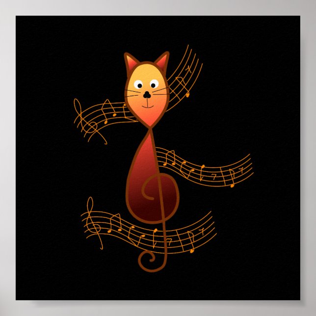 Treble Clef Cat Poster (Front)
