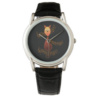 Treble Clef Cat Watch