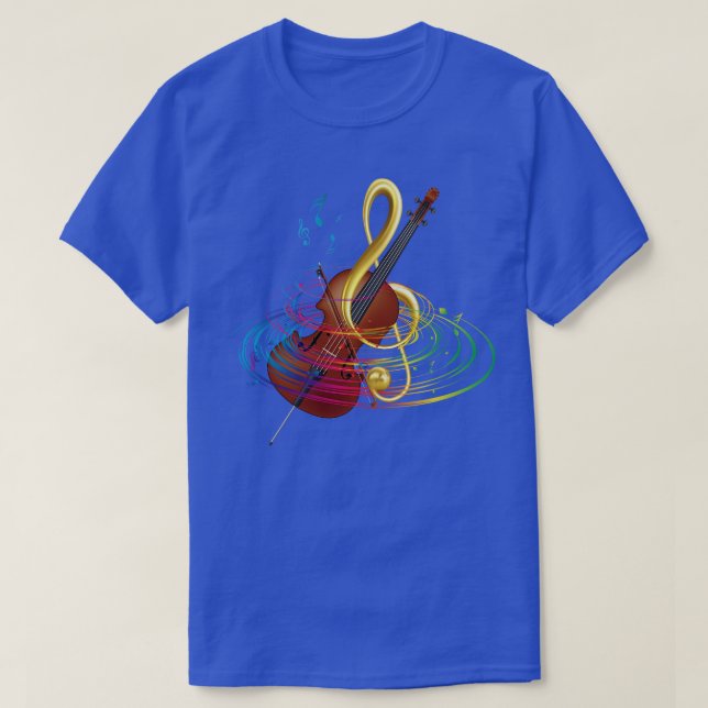 Treble Clef Cello Cellist T-Shirt (Design Front)