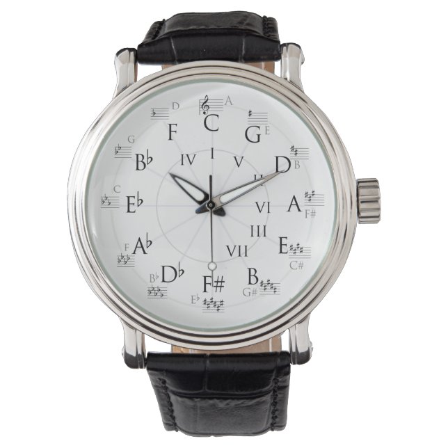 Treble Clef Circle of Fifths Watch-Complete Watch (Front)