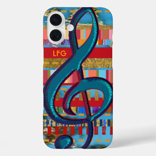 treble-clef & colourful-stripes personalised Case-Mate iPhone case (Back)